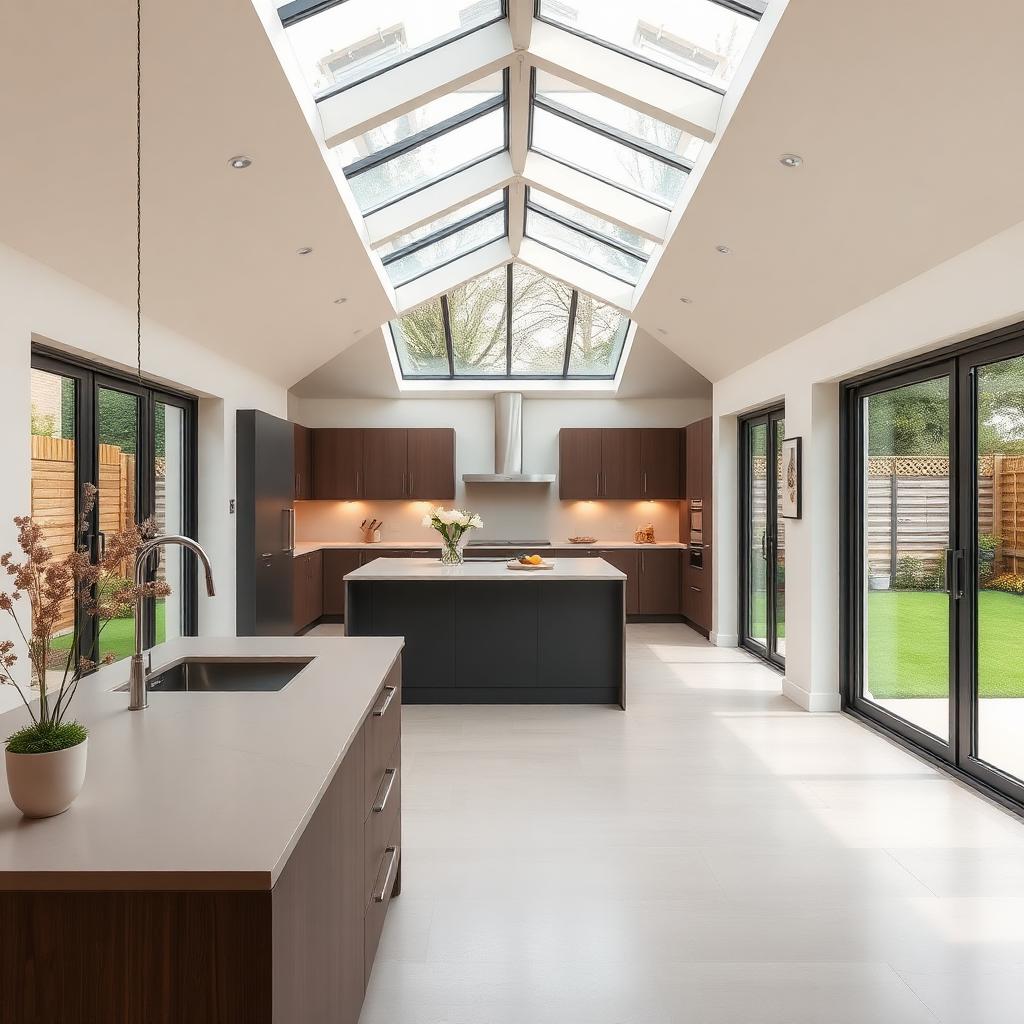 Completed wraparound extension with sliding doors