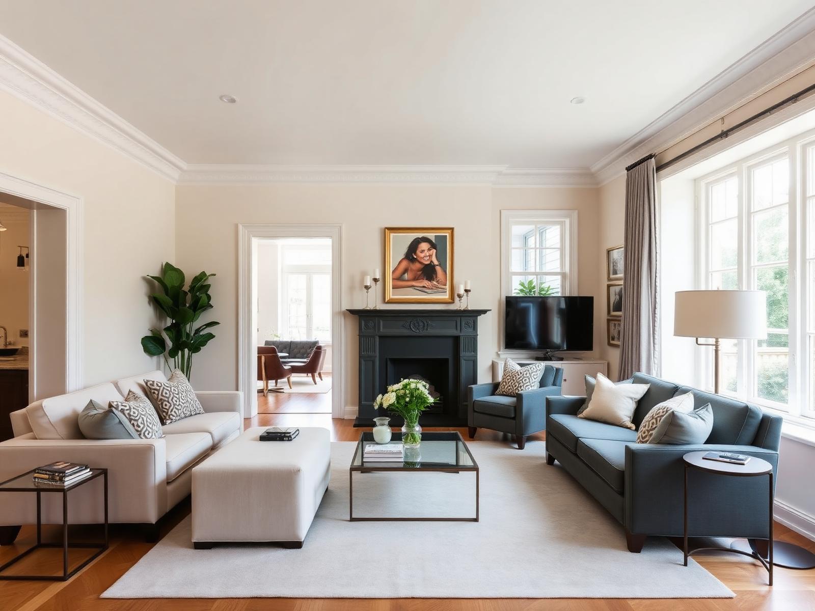 Beautifully decorated modern living room