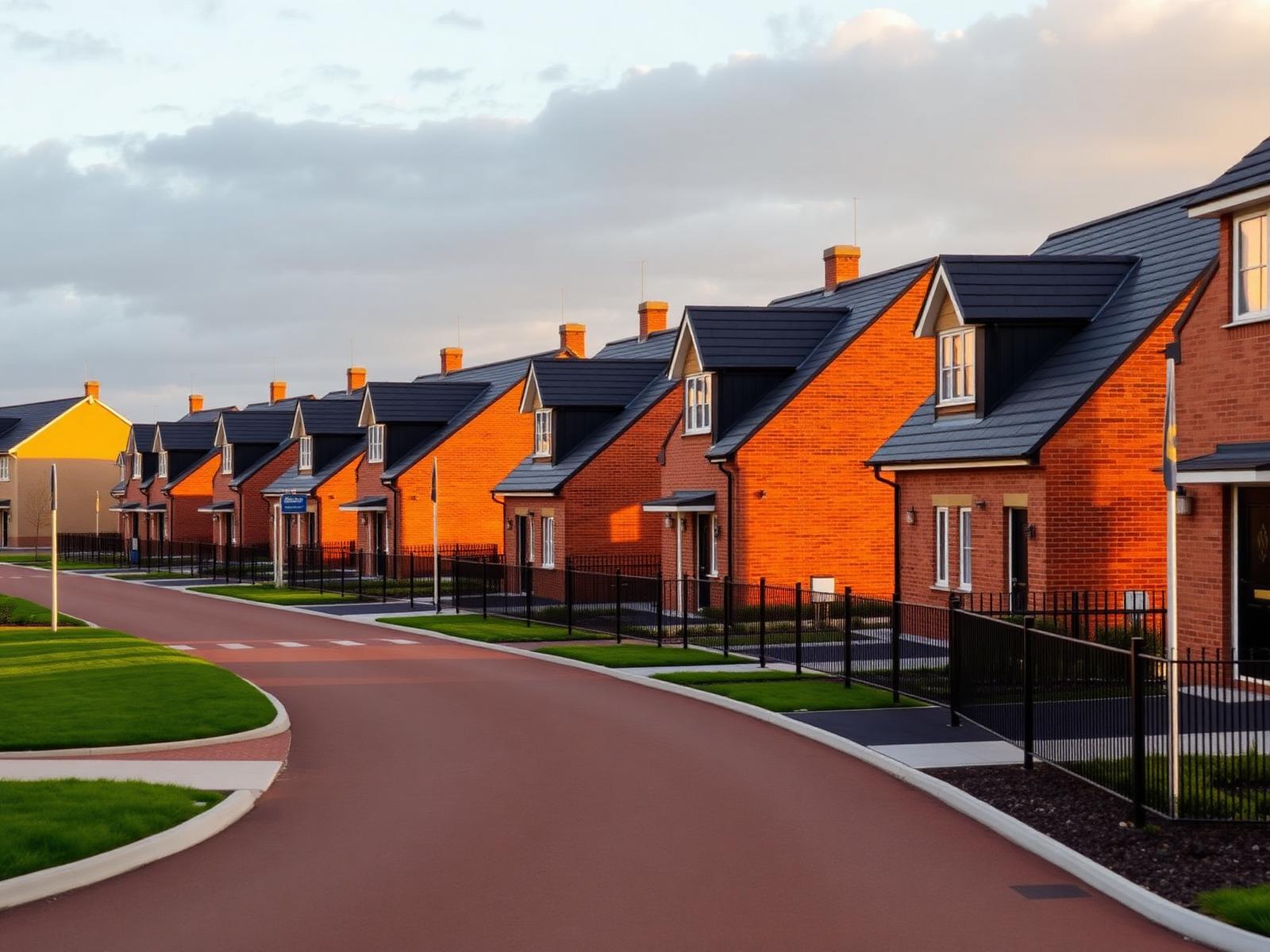Completed residential development at golden hour