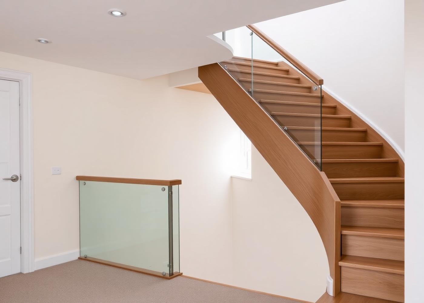 Loft conversion staircase with glass balustrade