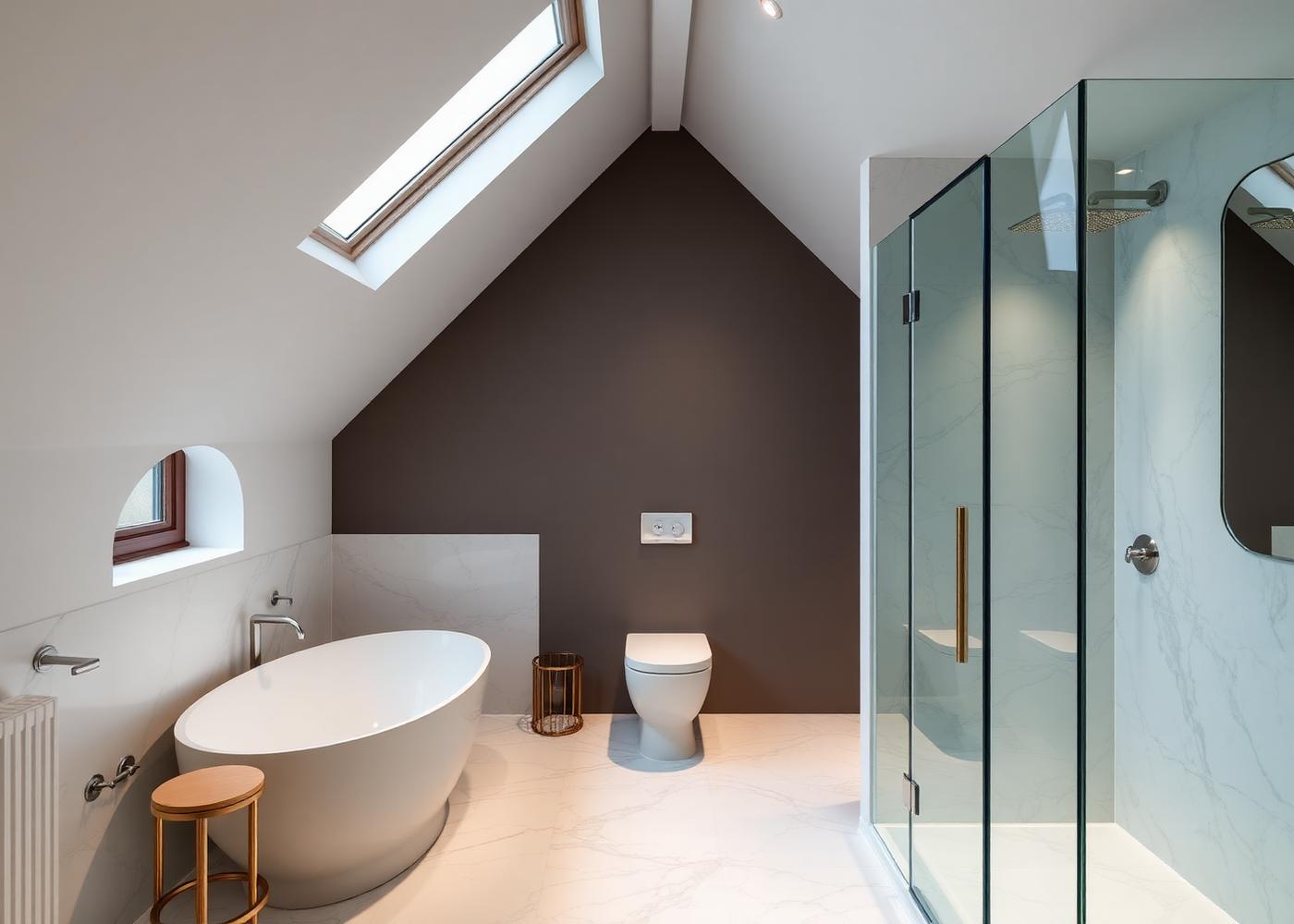 Luxury loft ensuite bathroom with dormer window